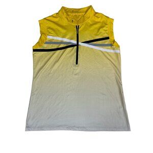 Jennifer Lopez Deluxe Dri Golf Top Women’s Medium Yellow Sleeveless 1/4 Zip Shir